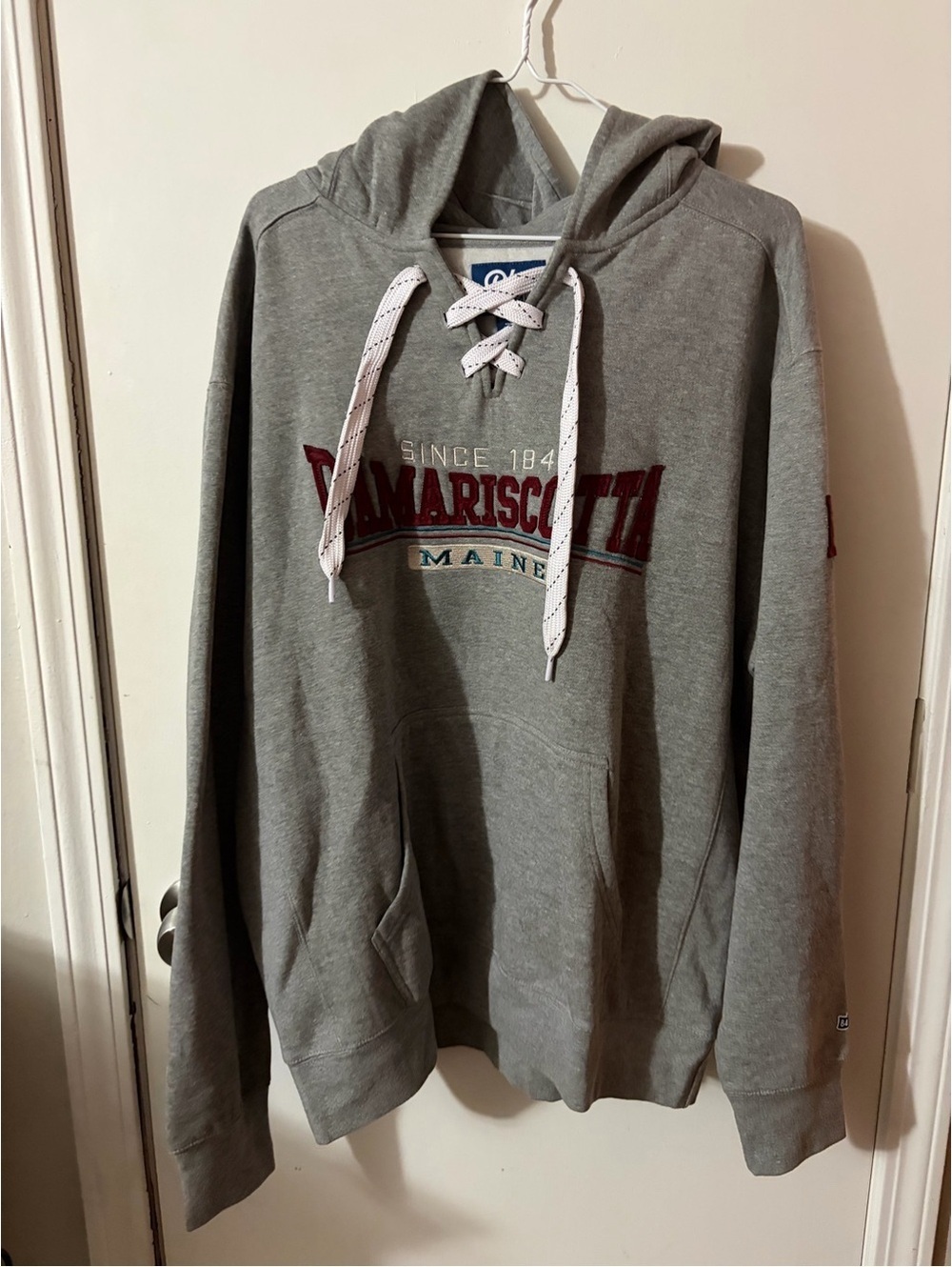 NWOT Men’s Blue 84 Large Gray Damariscotta Maine Hoodie Tote13